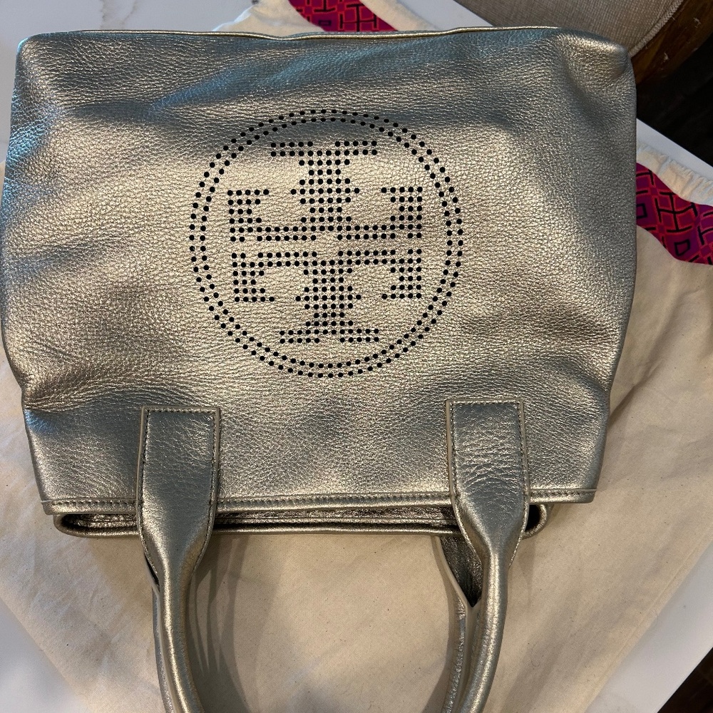 Tory Burch metallic tote bag